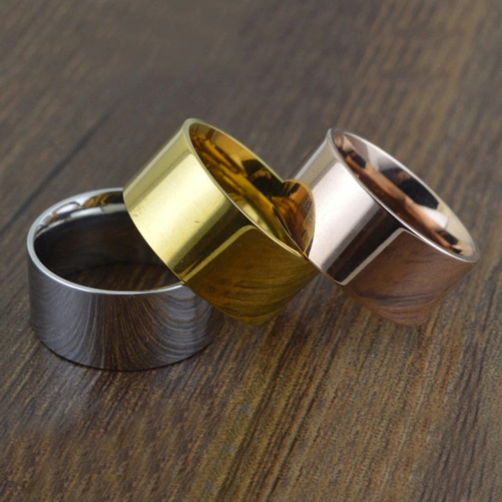 Stainless Steel Mens Cigar Band Ring