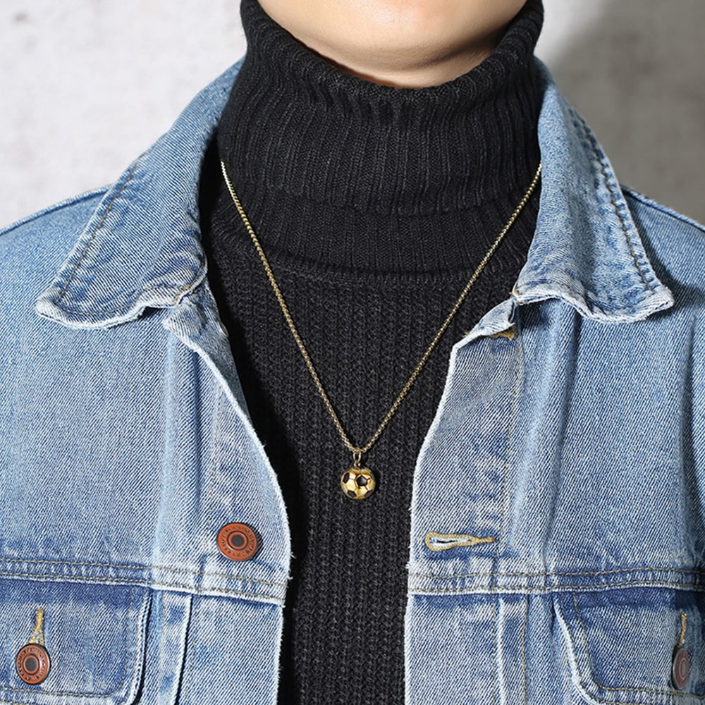 Unisex Soccer Ball Pendant Charm Necklace
