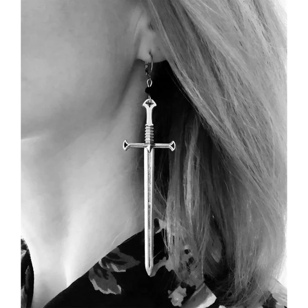 Cool Zinc Alloy Sword Earrings