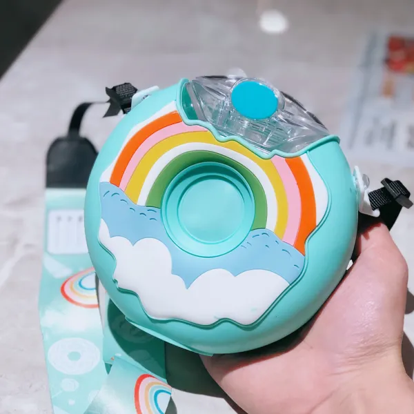Cute Donut Water Bottle With Straw