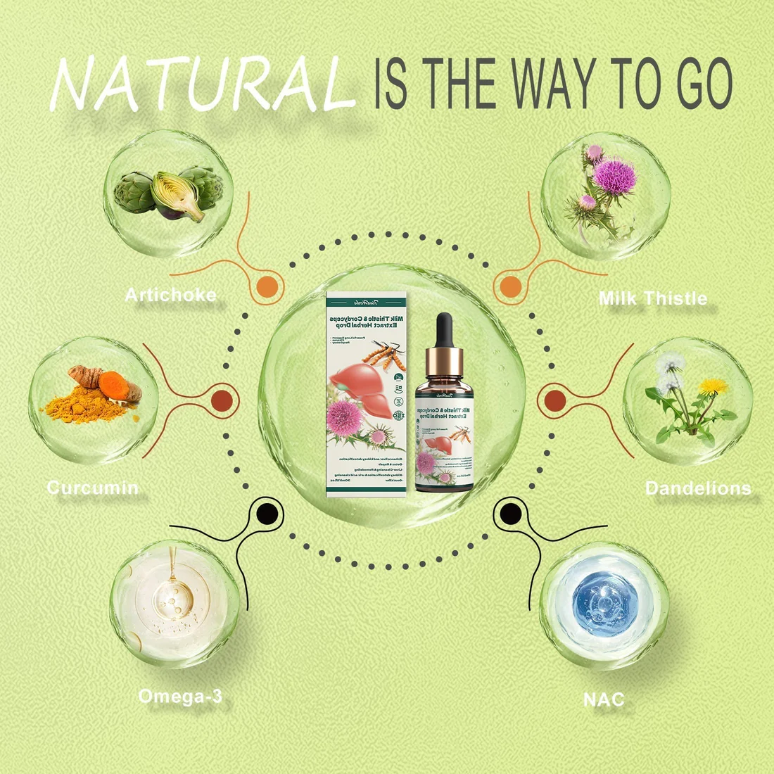 TinaHerbs PRO Milk Thistle & Cordyceps Sinensis Drops  Powerful Liver Support  Detox & Repair