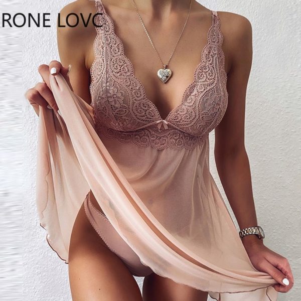 V-Neck Crochet Lace Mesh Dress