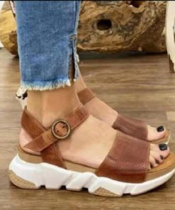 Casual Women's Thick Sole Leather Sandals