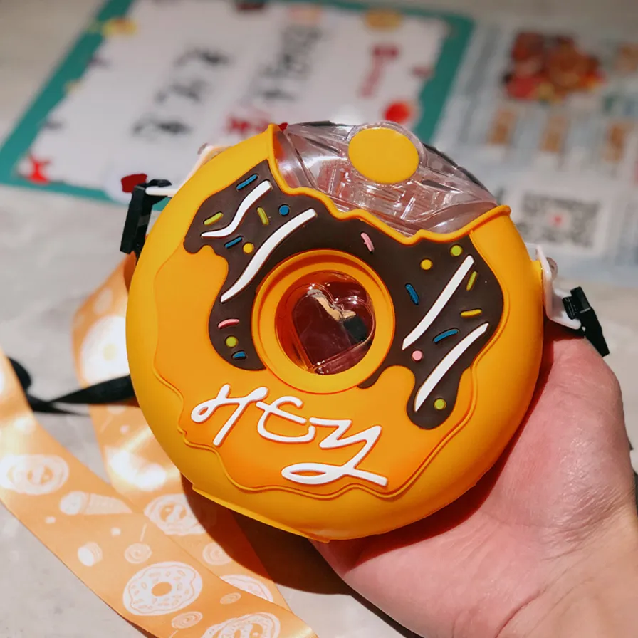 Cute Donut Water Bottle With Straw