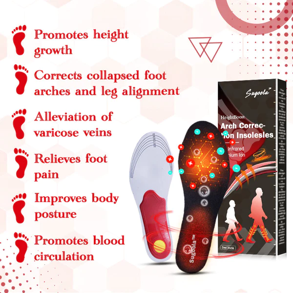 Sugoola HeightBoost Far Infrared Titanium Ion Arch Correction Insoles