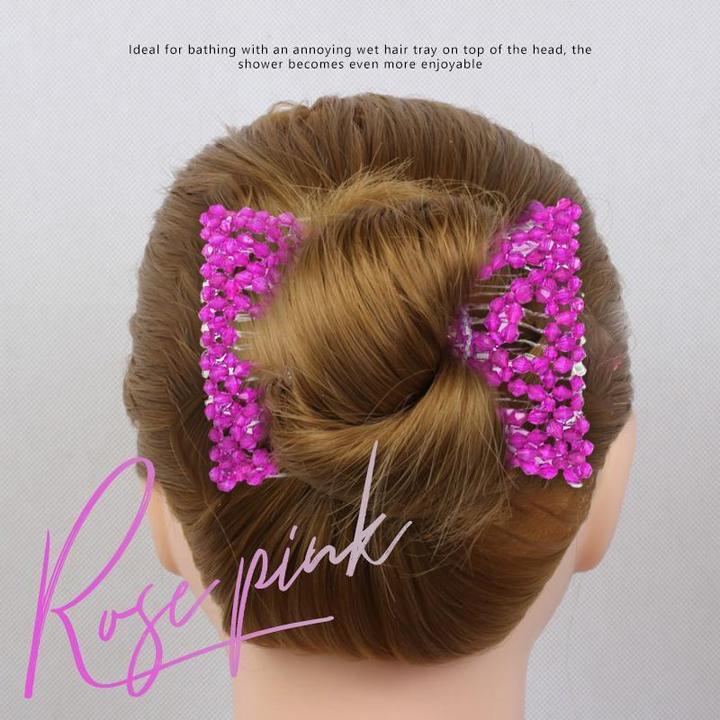 Elastic Beaded Hair Comb Clips (Random Color)