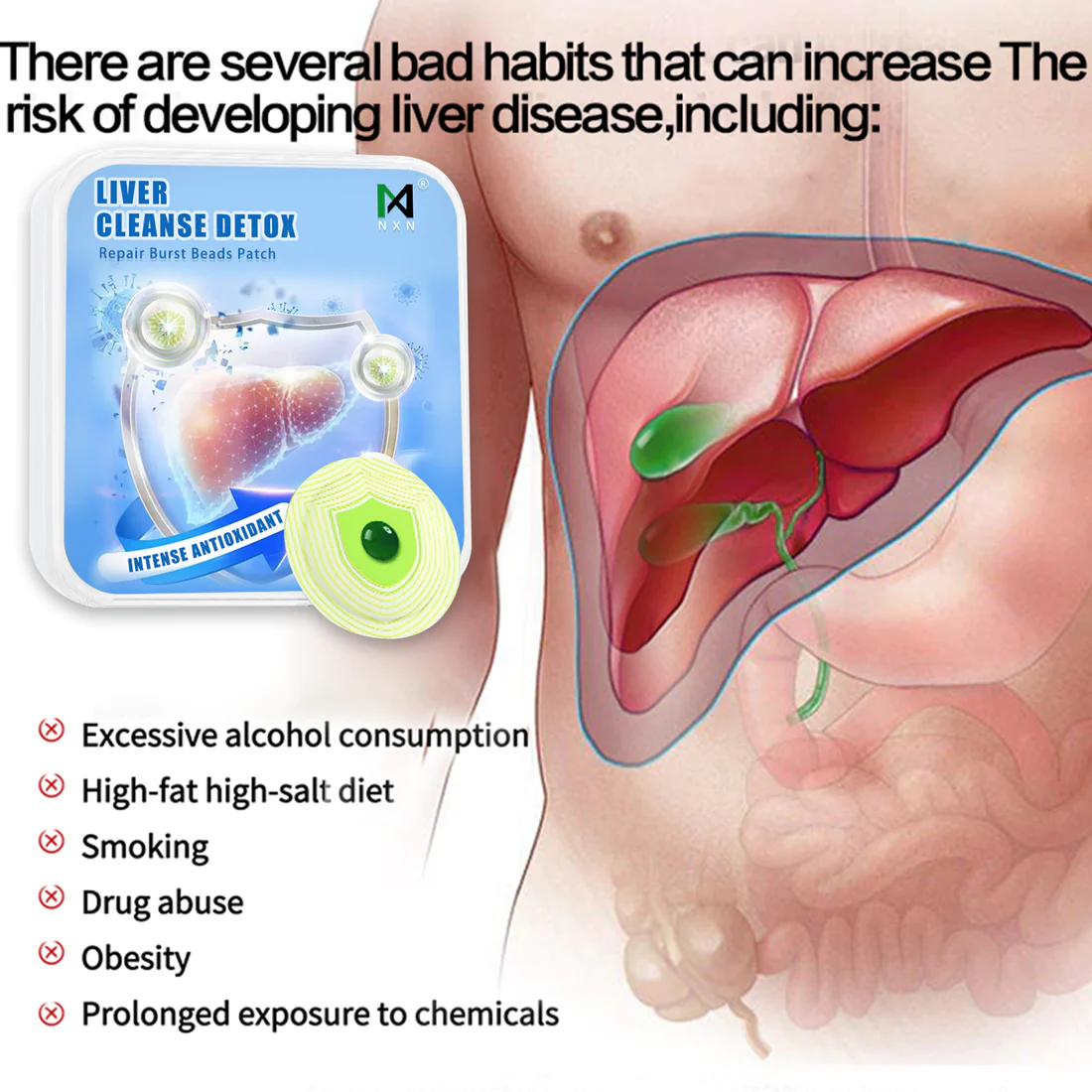 Fivfivgo Intensive Antioxidant Liver Cleansing Patches with Burst Beads