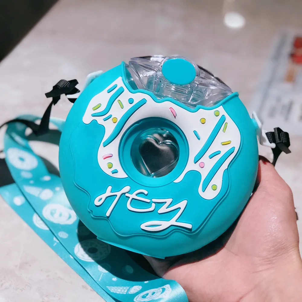 Cute Donut Water Bottle With Straw