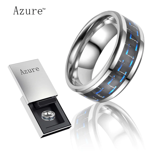 Azure Blue Carbon Titan Ring