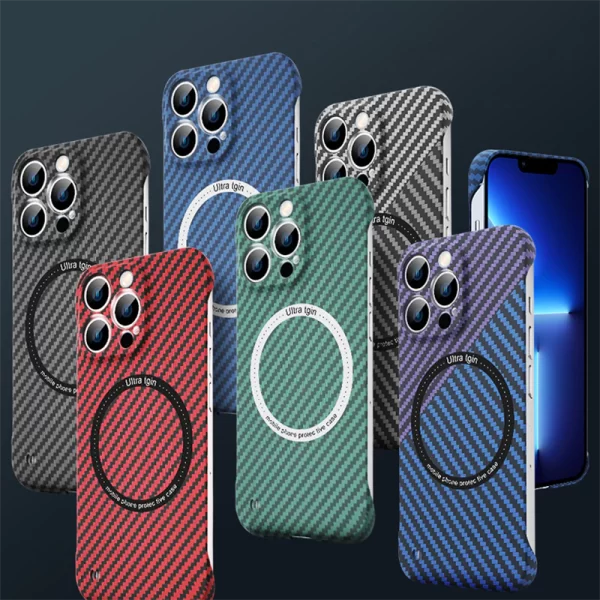 Carbon Fiber Texture Magnetic Wireless Charging iPhone Case