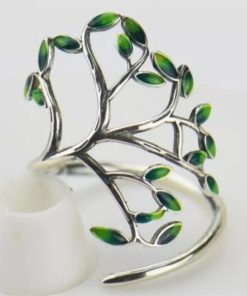 Green Branches Leaves Adjustable Ring