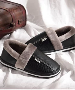 Hibaes PU Leather Cotton Women Slippers