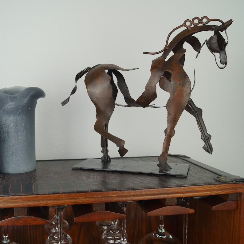 Handmade Metal Horse Sculpture