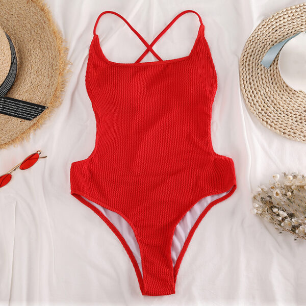 Backless One Piece High Cut Swimwear