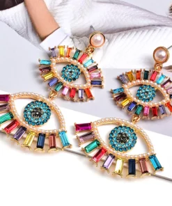 Devil's Eye Long Pearl Earrings