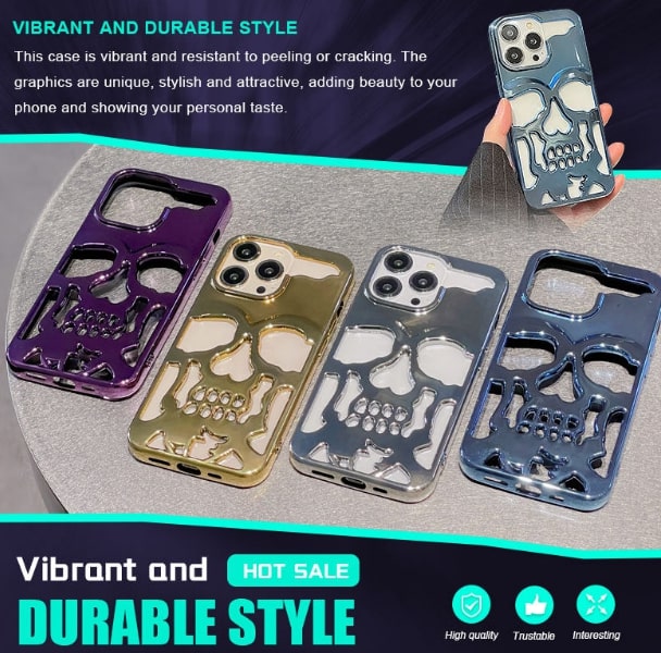 Plated Skull Case Cover For iPhone