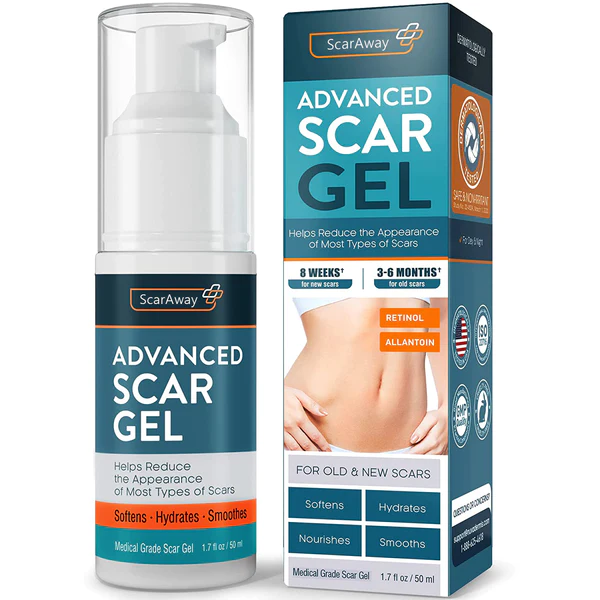ScarAwayŽ100% Advanced Scar Gel ,C-Section, Tummy Tuck, Old Scars, Keloids, Stretch Marks, Burn Scars.