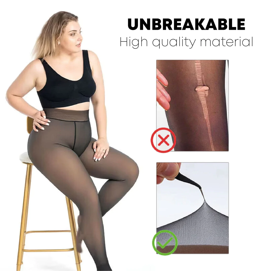 Thermal Fleece Lined Fake Translucent Pantyhose