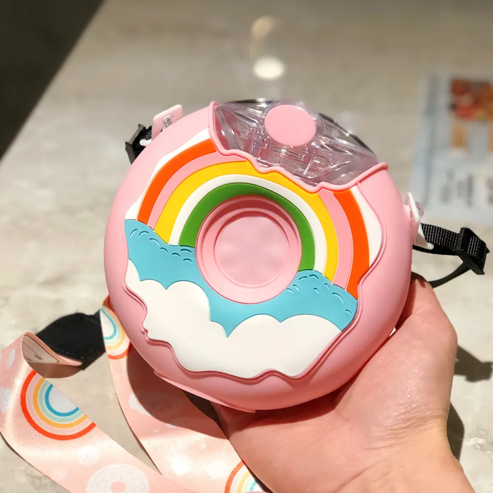 Cute Donut Water Bottle With Straw
