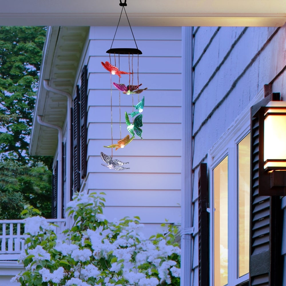 Color-Changing LED Solar Butterfly Outdoor Wind Chimes