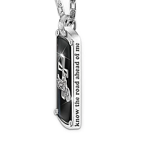 Bikers BlessingEngraved Dog Tag Pendant Necklace